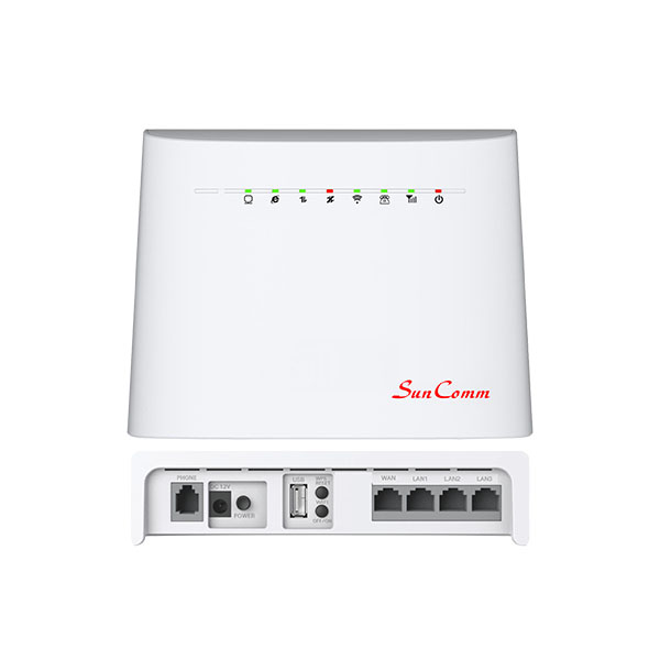 SunComm SC-9001-4GR 4G LTE CPE Indoor WiFi AP Router with 1 RJ-11, 1WAN, 3LAN, 300M Dual WIFI, 2.4GHz/Wifi 5.0GHz, CAT4, VoLTE